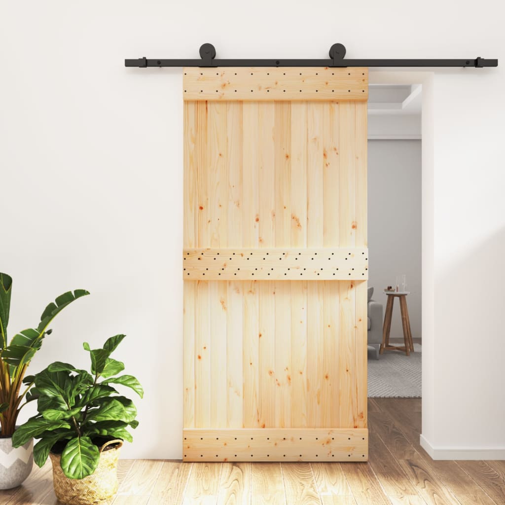 VidaXL Schuifdeur met beslag 100x210 cm massief groenhout