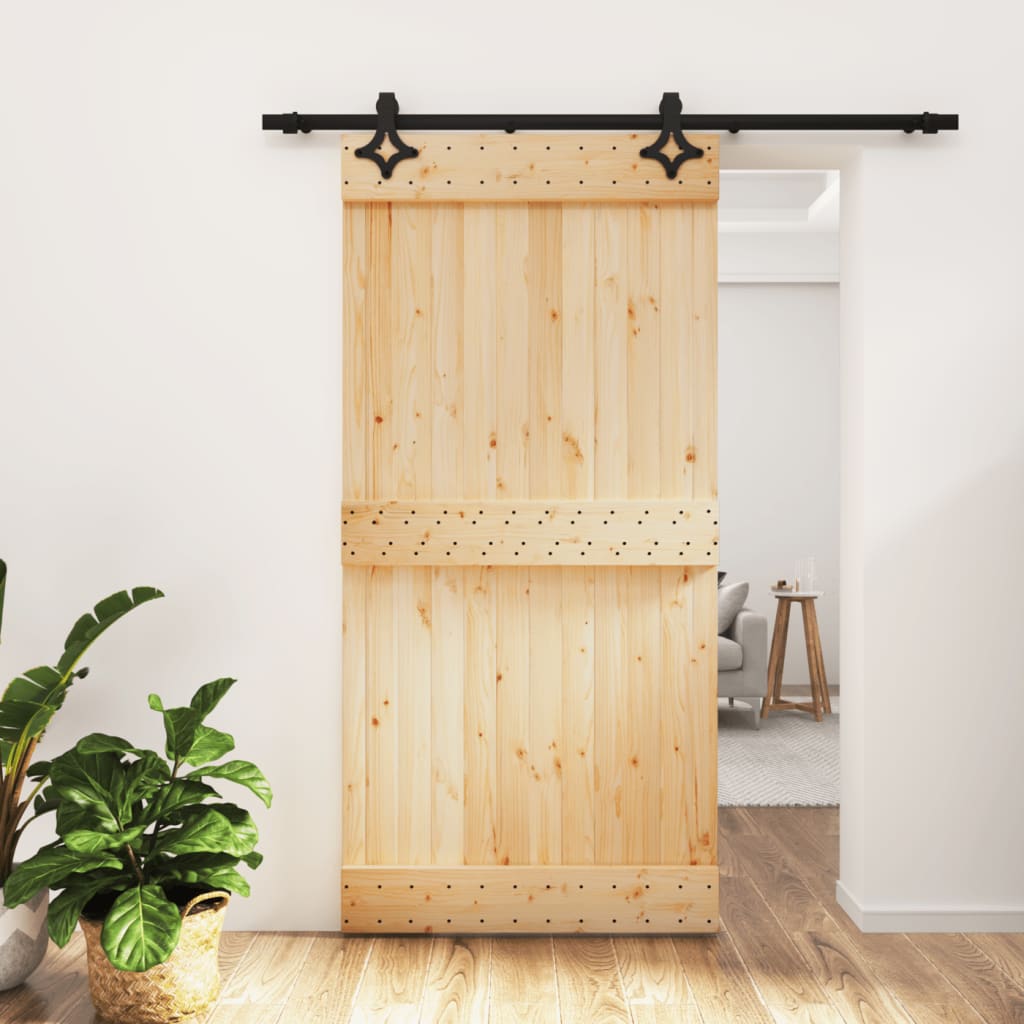 VidaXL Schuifdeur met beslag 100x210 cm massief groenhout