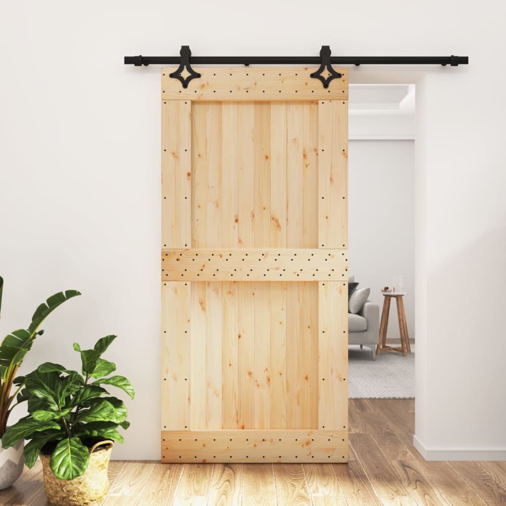 VidaXL Schuifdeur met beslag 100x210 cm massief groenhout