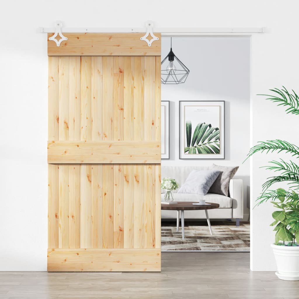 VidaXL Schuifdeur met beslag 100x210 cm massief groenhout