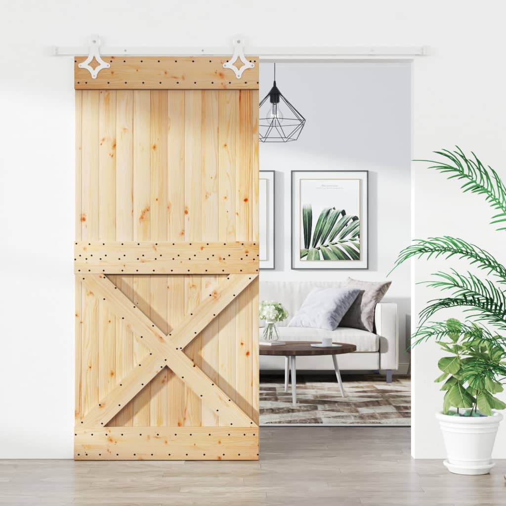 VidaXL Schuifdeur met beslag 100x210 cm massief groenhout
