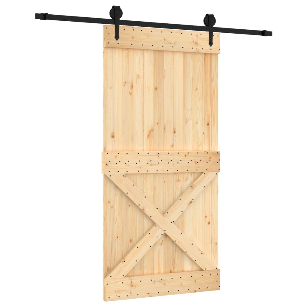 VidaXL Schuifdeur met beslag 100x210 cm massief groenhout