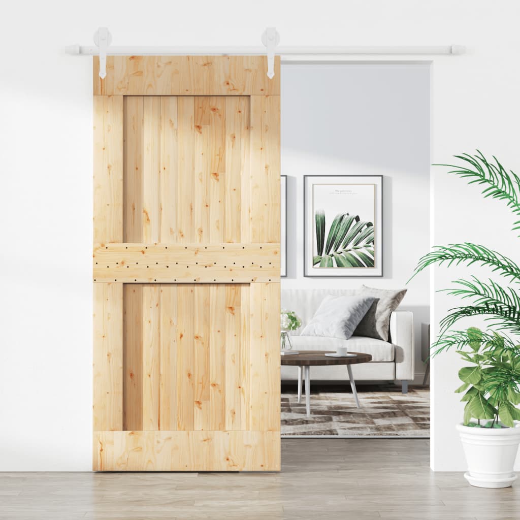 VidaXL Schuifdeur met beslag 100x210 cm massief groenhout