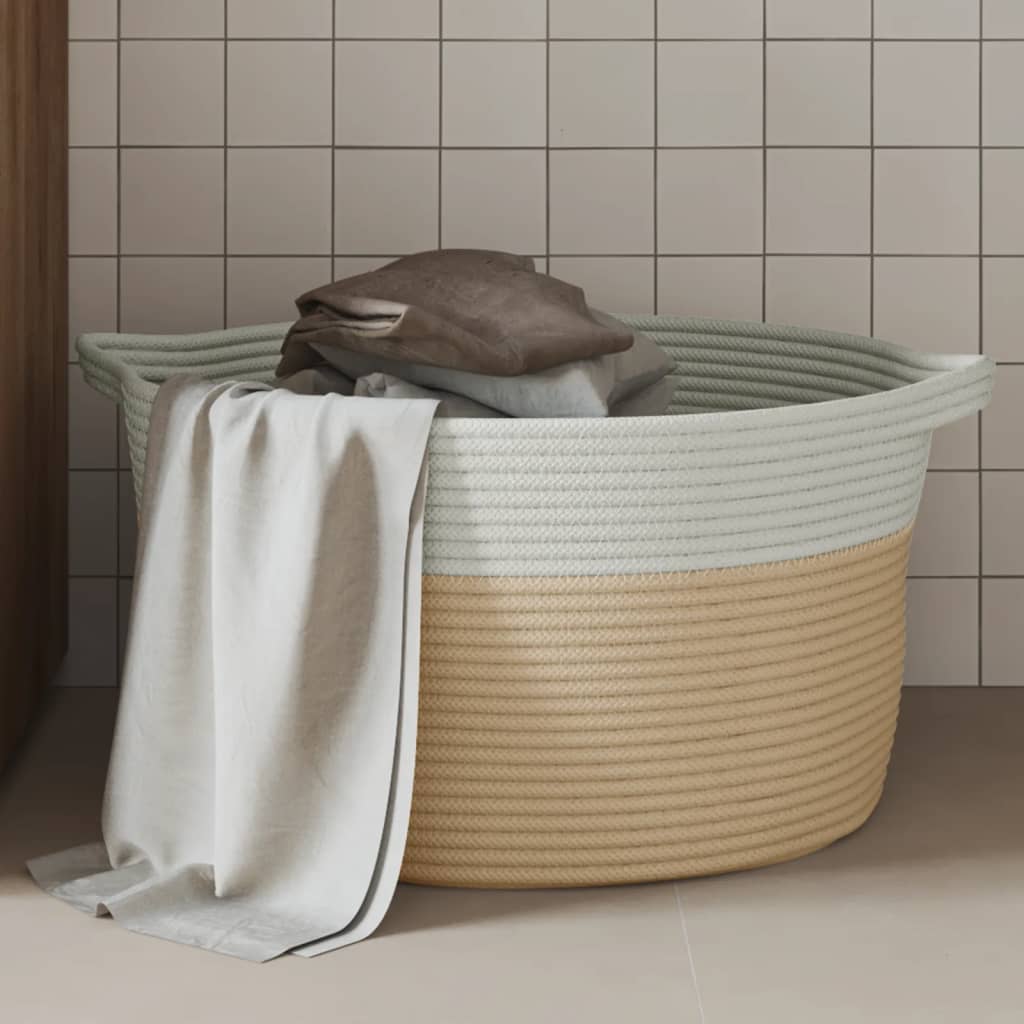 Vidaxl opbergmand ø 40x25 cm katoen beige en wit