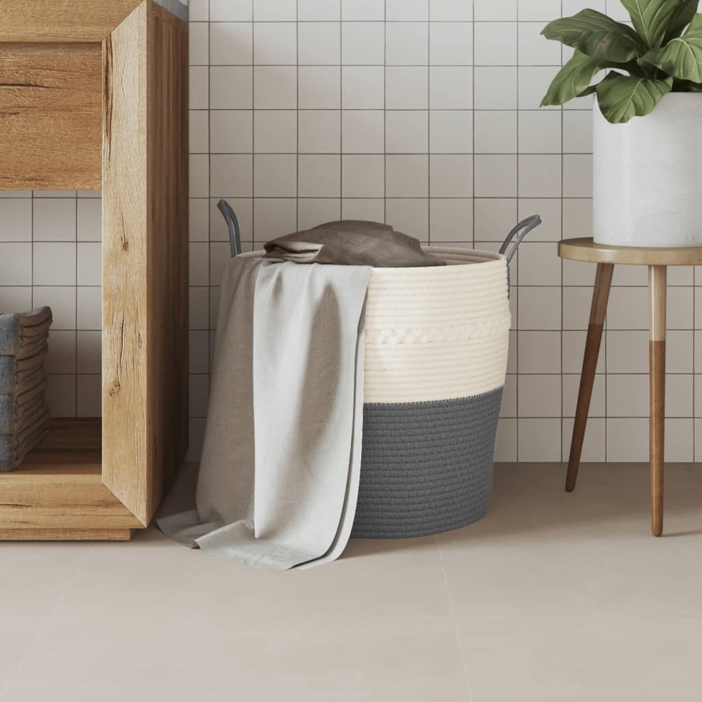 Vidaxl opbergmand ø 43x38 cm katoen grijs en wit