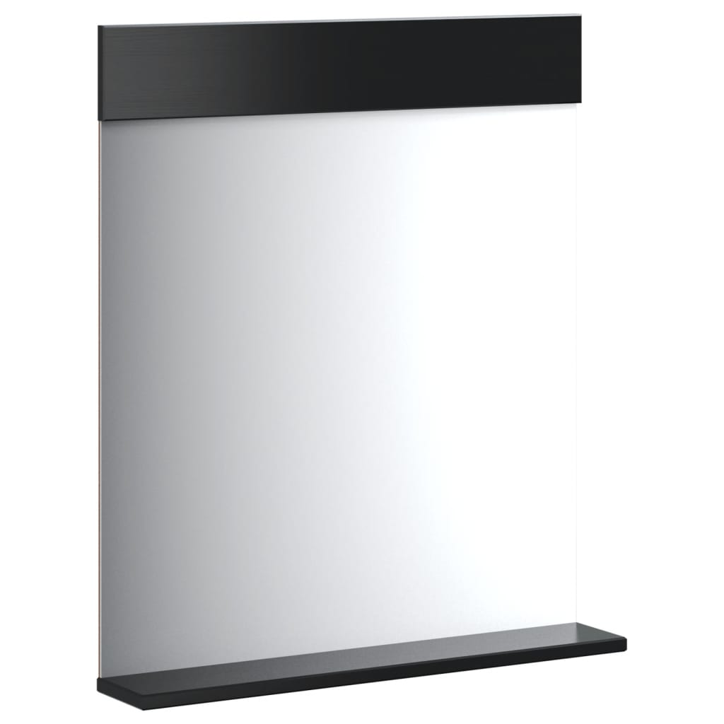 Vidaxl badkamerspiegel met schap berg 60x12x70 cm massief hout zwart