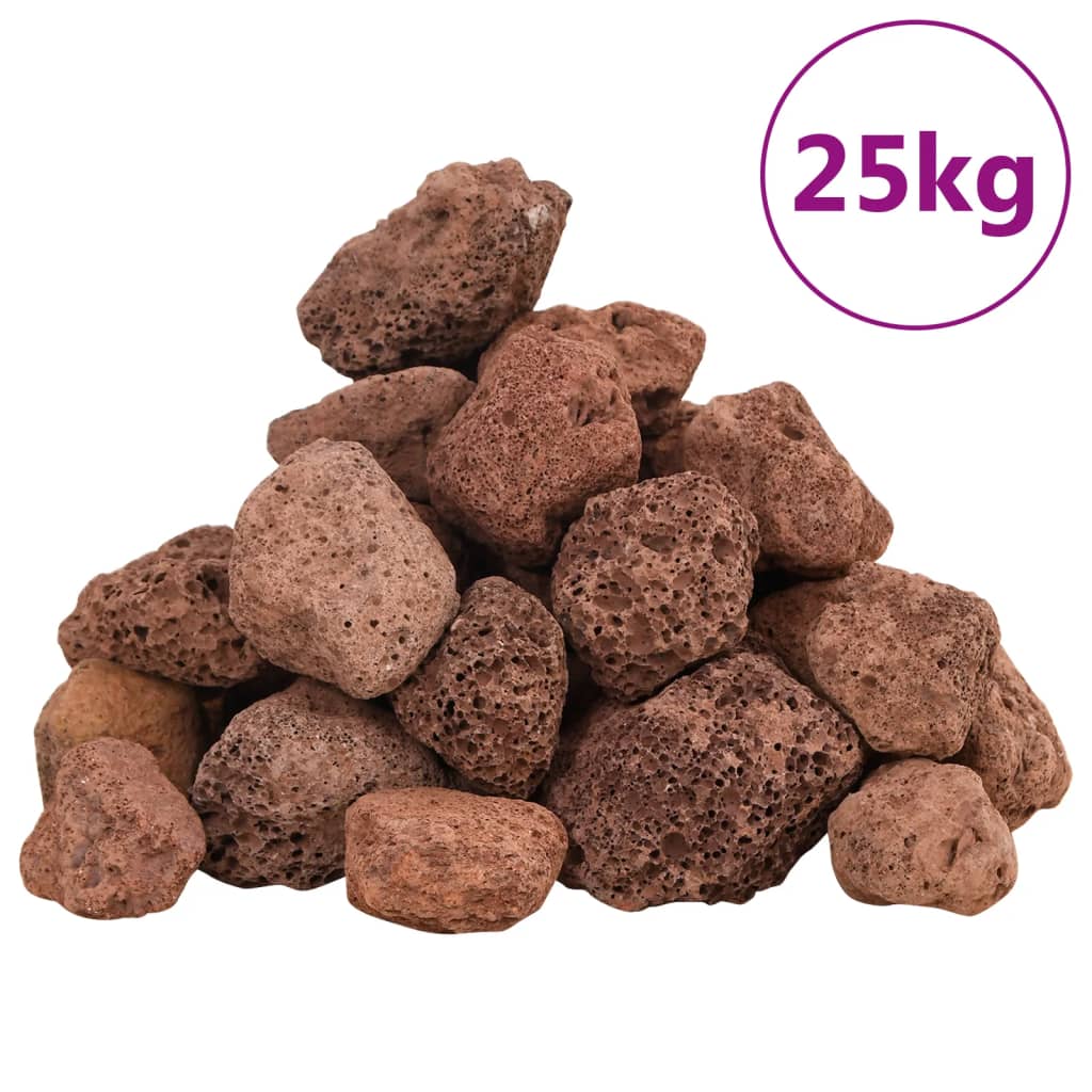 Vidaxl lavastenen 25 kg 3-5 cm rood