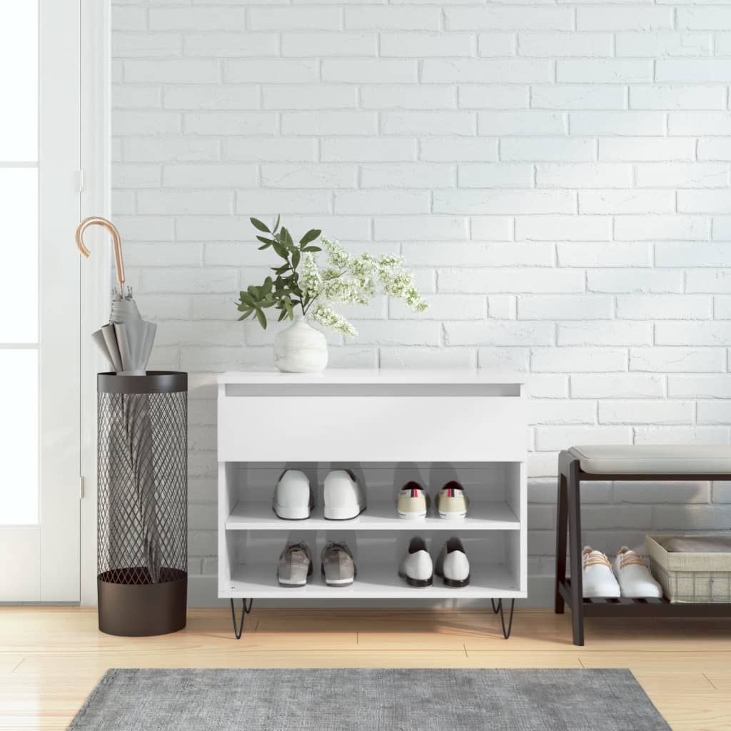 VidaXL Schoenenkast 70x36x60 cm bewerkt hout hoogglans wit