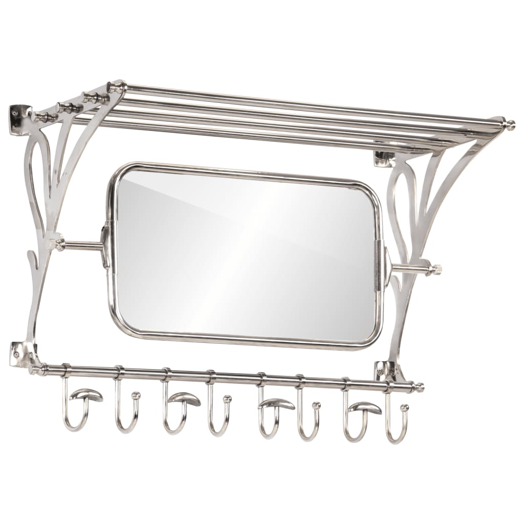 Vidaxl bagagerek met kleerhangers en spiegelwandmontage aluminium