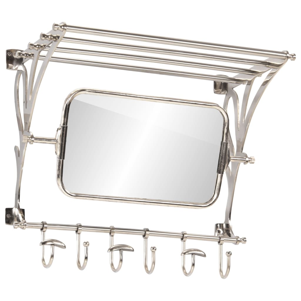Vidaxl bagagerek met kleerhangers en spiegelwandmontage aluminium