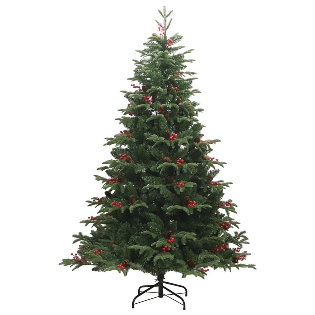 VidaXL Kunstkerstboom met scharnieren, dennenappels en bessen 180 cm