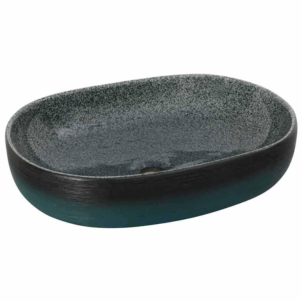 Vidaxl opzetwasbak ovaal 59x40x14 cm keramiek turquoise