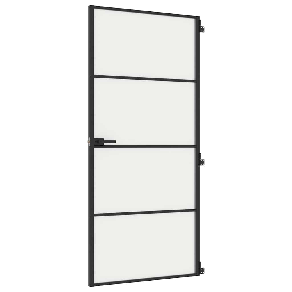 Vidaxl binnendeur klein 93x201,5 cm gehard glas en aluminium zwart