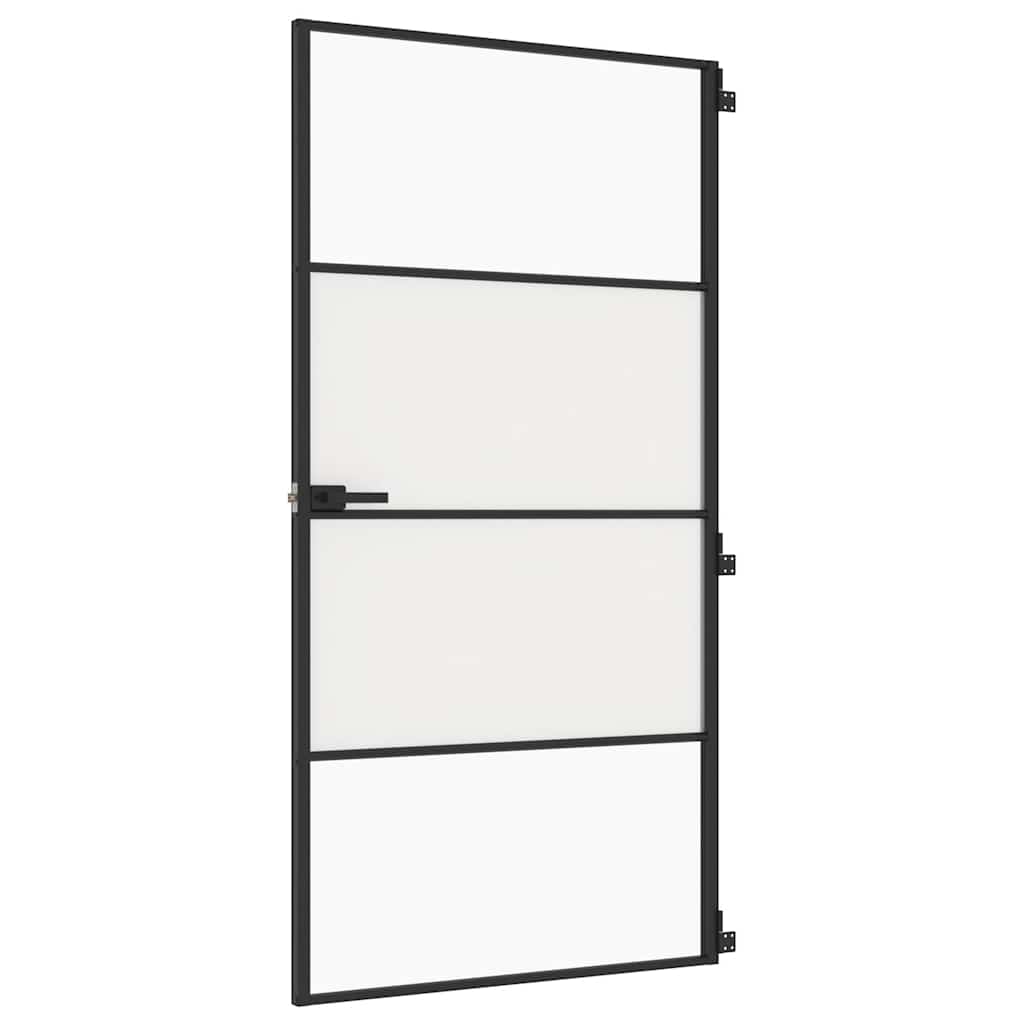 Vidaxl binnendeur klein 102,5x201,5 cm gehard glas en aluminium zwart