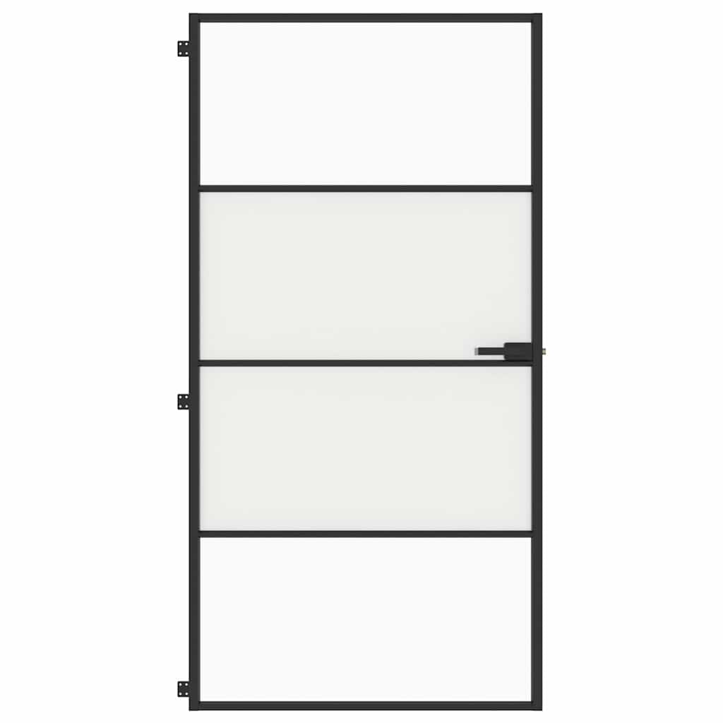 Vidaxl binnendeur klein 102,5x201,5 cm gehard glas en aluminium zwart