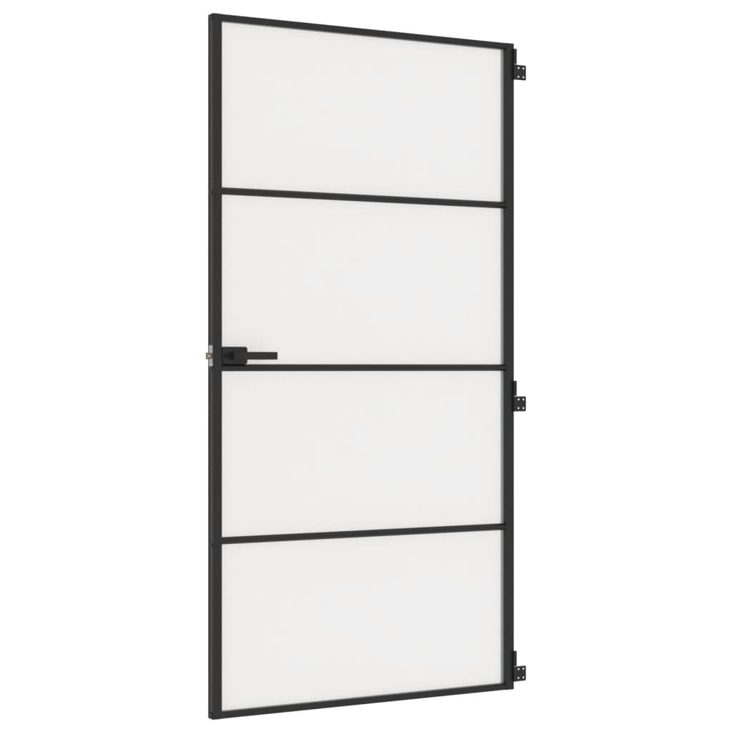 VidaXL Binnendeur klein 102,5x201,5 cm gehard glas en aluminium zwart