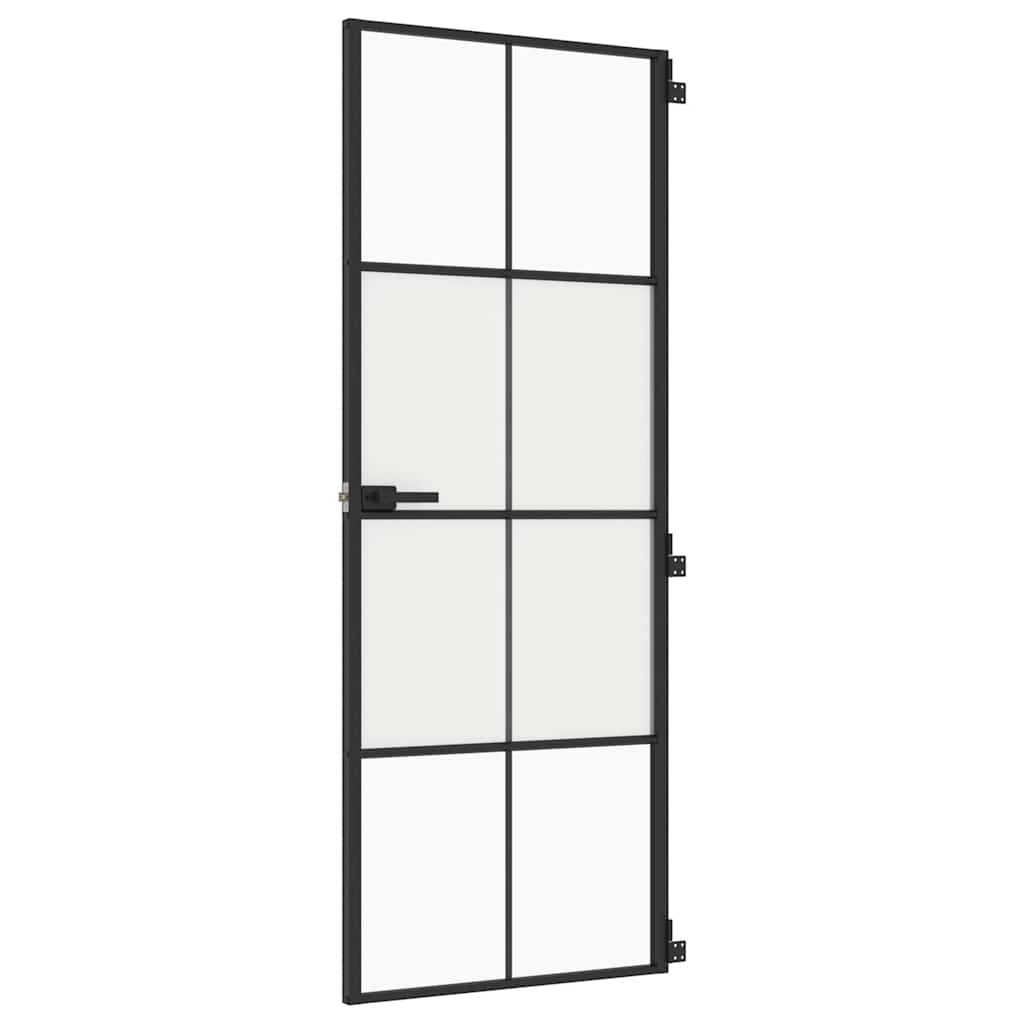 VidaXL Binnendeur klein 76x201,5 cm gehard glas en aluminium zwart