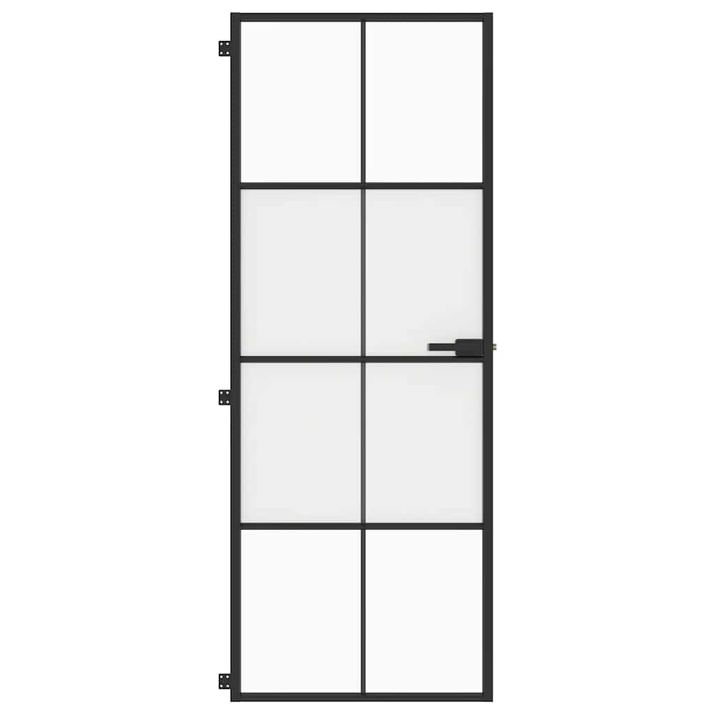 VidaXL Binnendeur klein 76x201,5 cm gehard glas en aluminium zwart