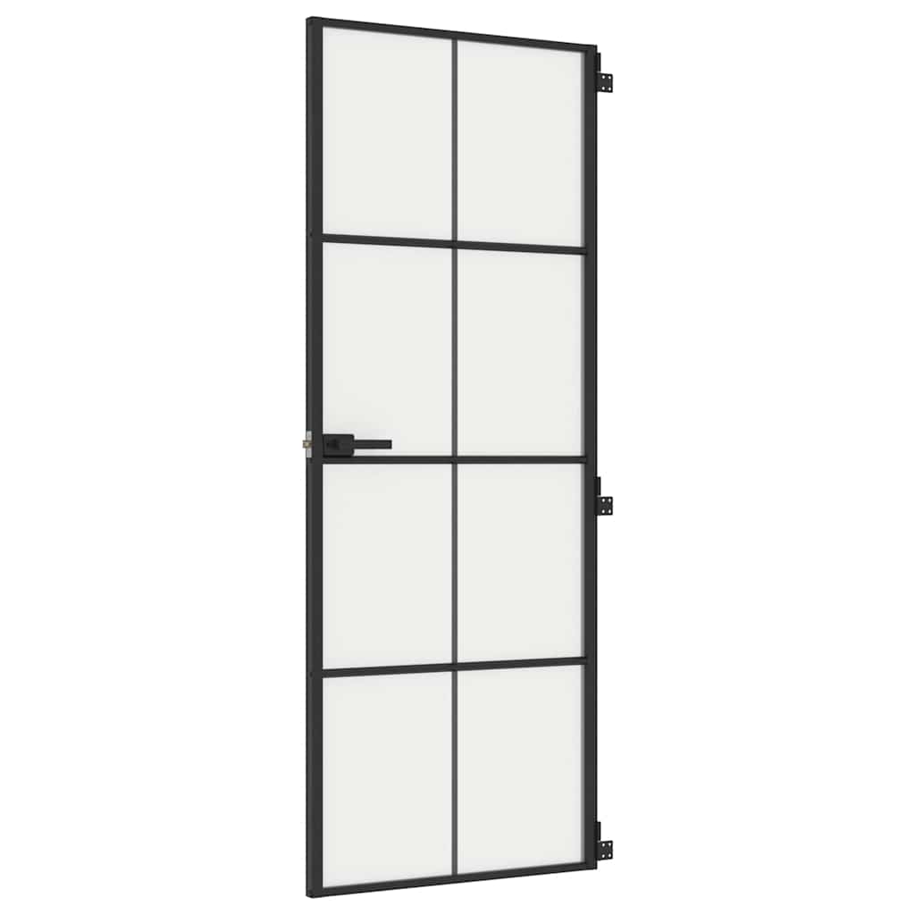 Vidaxl binnendeur klein 76x201,5 cm gehard glas en aluminium zwart