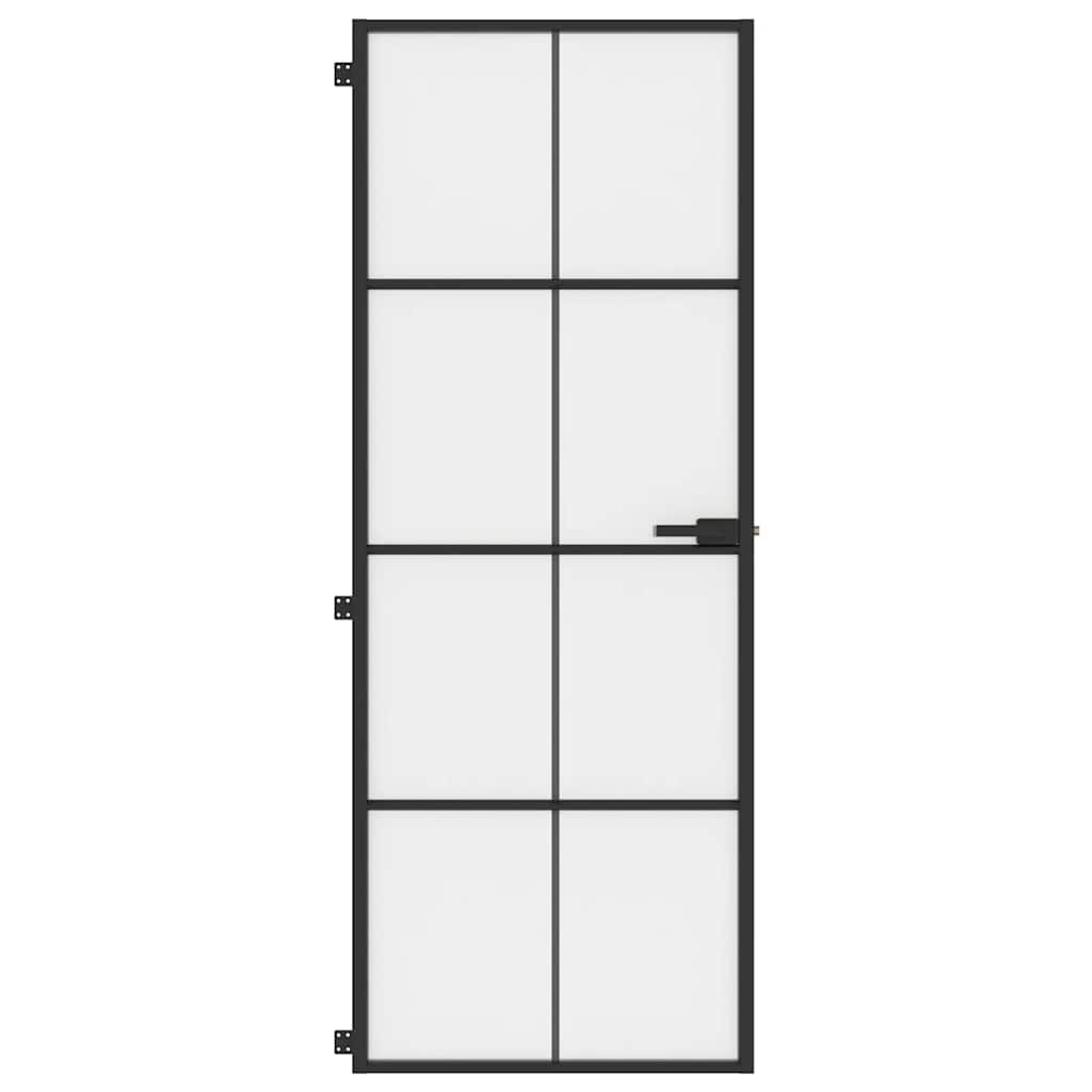 Vidaxl binnendeur klein 76x201,5 cm gehard glas en aluminium zwart