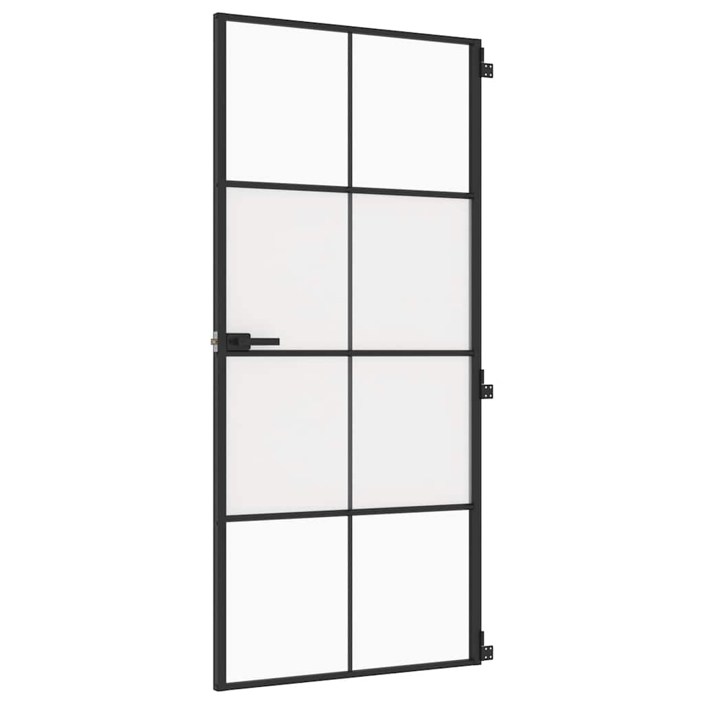 Vidaxl binnendeur smal 93x201,5 cm gehard glas en aluminium zwart