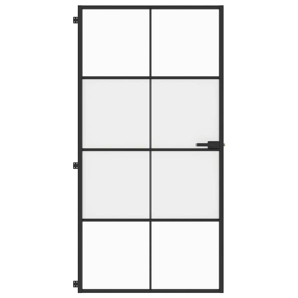 Vidaxl binnendeur klein 102,5x201,5 cm gehard glas en aluminium zwart