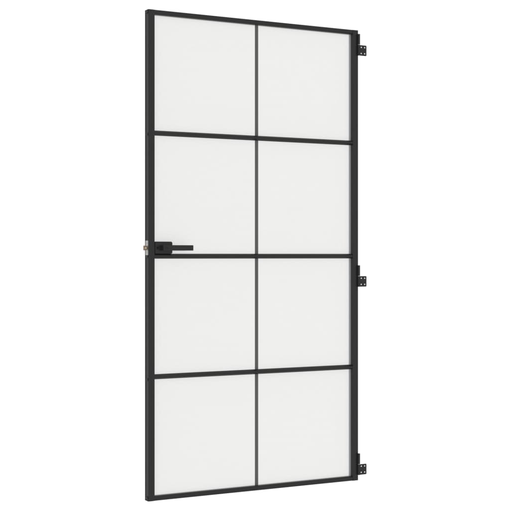 VidaXL Binnendeur klein 102,5x201,5 cm gehard glas en aluminium zwart