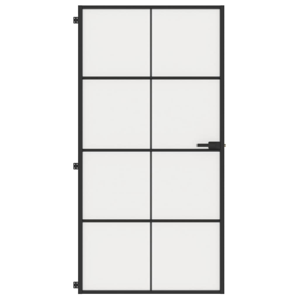 VidaXL Binnendeur klein 102,5x201,5 cm gehard glas en aluminium zwart