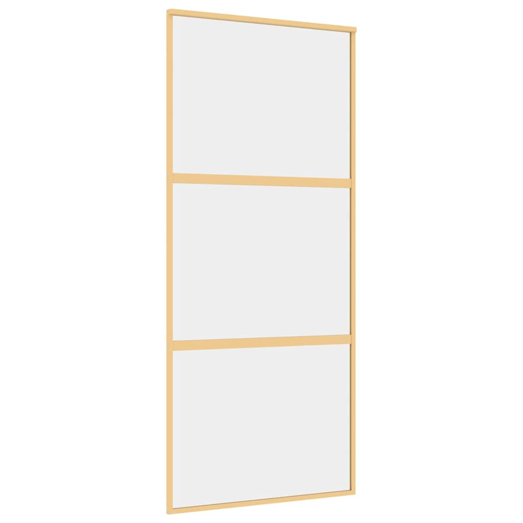 Vidaxl schuifdeur 90x205 cm helder esg-glas en aluminium goudkleurig