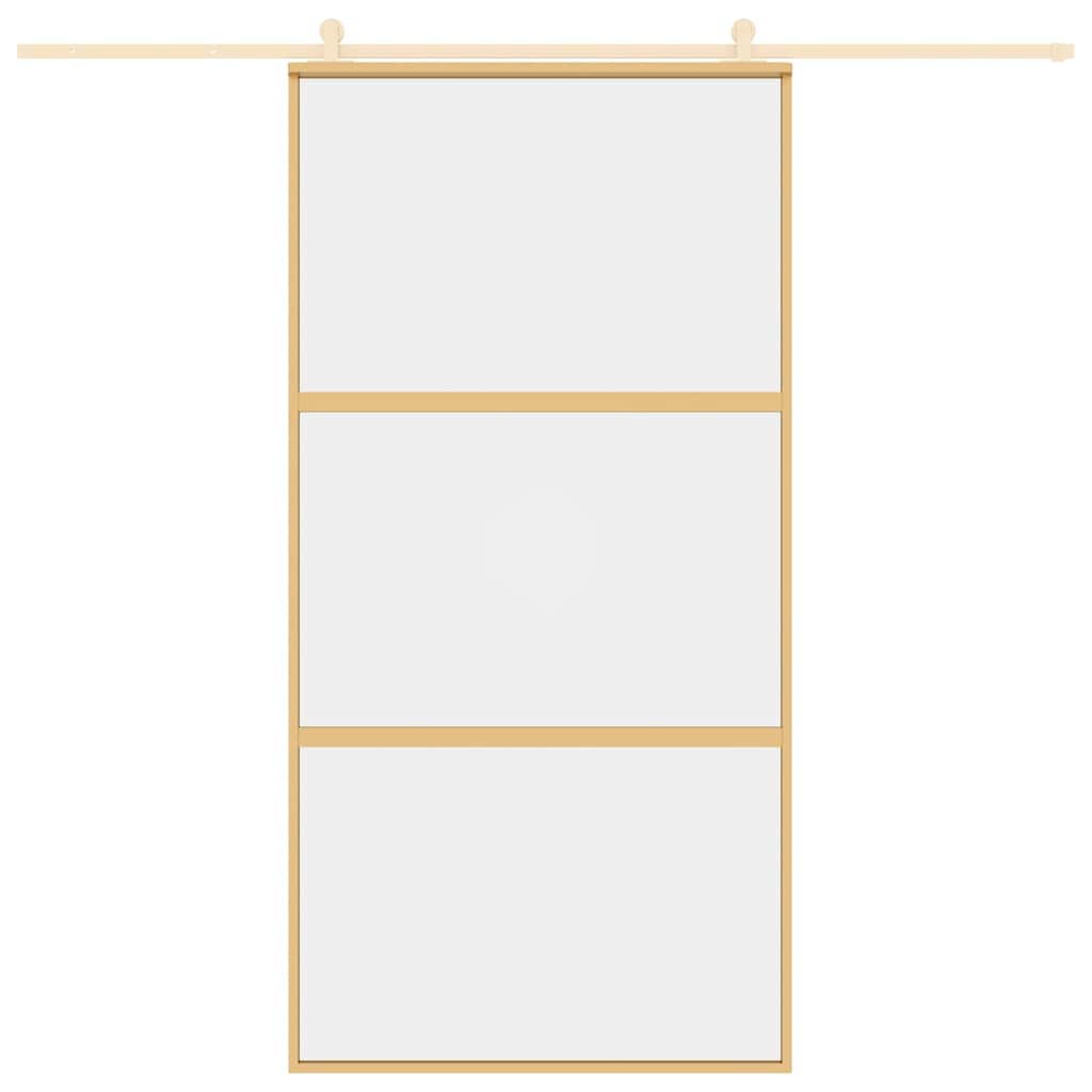 Vidaxl schuifdeur 102,5x205 cm helder esg-glas en aluminium goudkleur