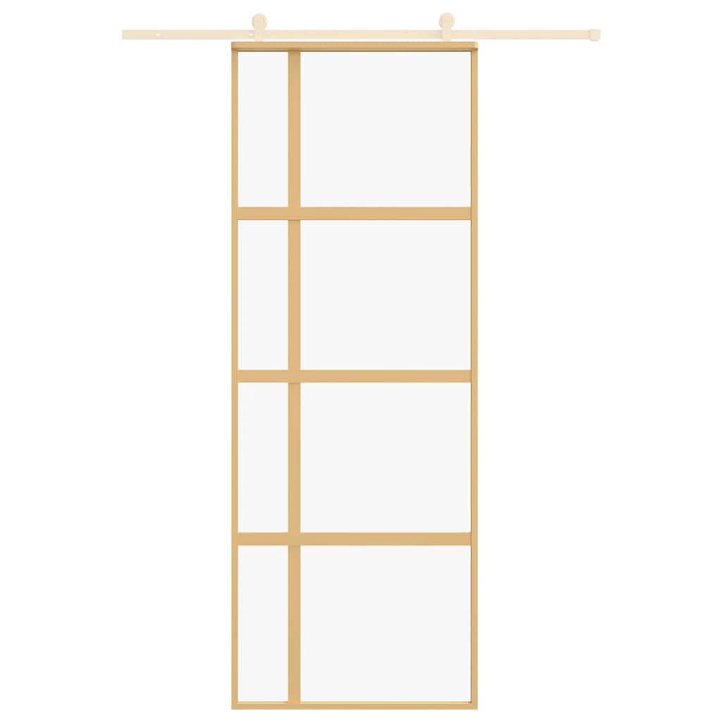 Vidaxl schuifdeur 76x205 cm helder esg-glas en aluminium goudkleurig