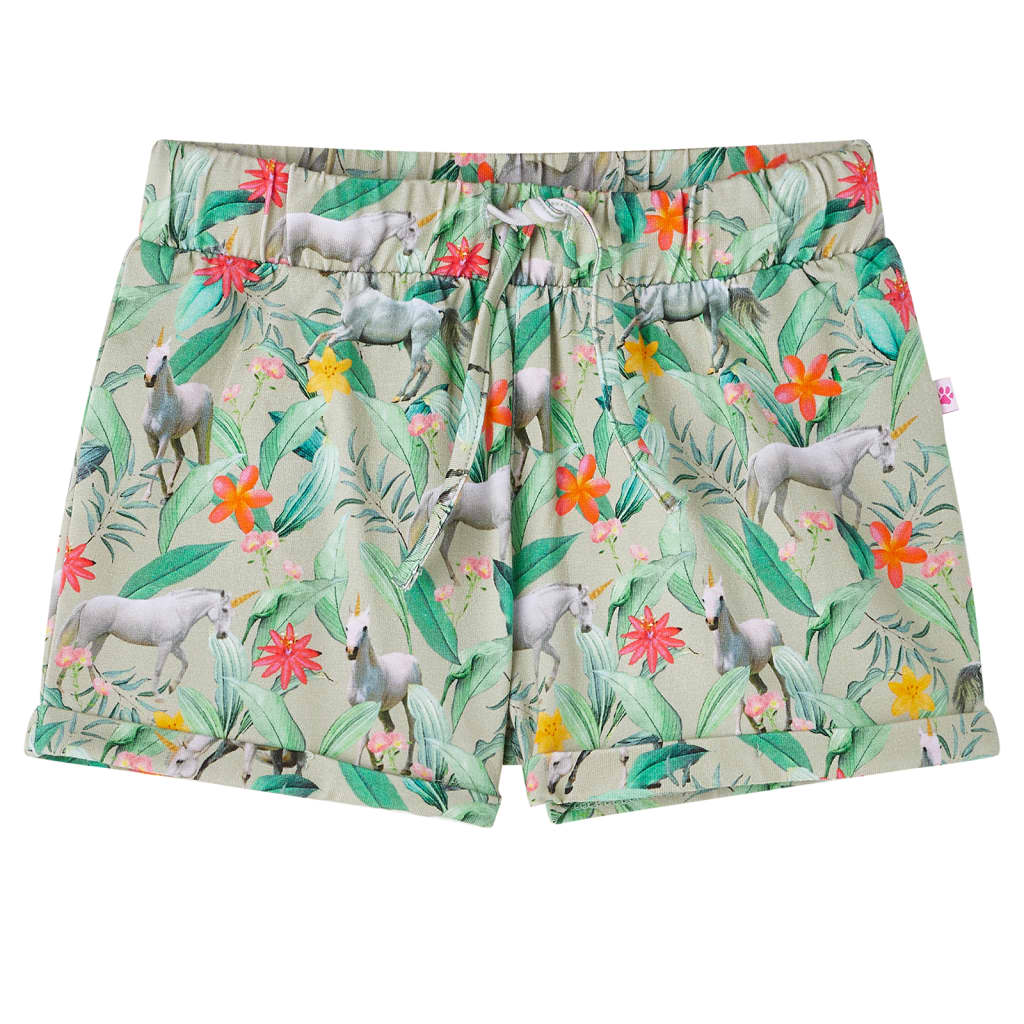 VidaXL Kindershort met trekkoord 104 lichtkaki