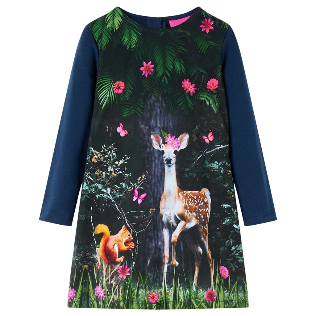 VidaXL Kinderjurk met lange mouwen 92 marineblauw