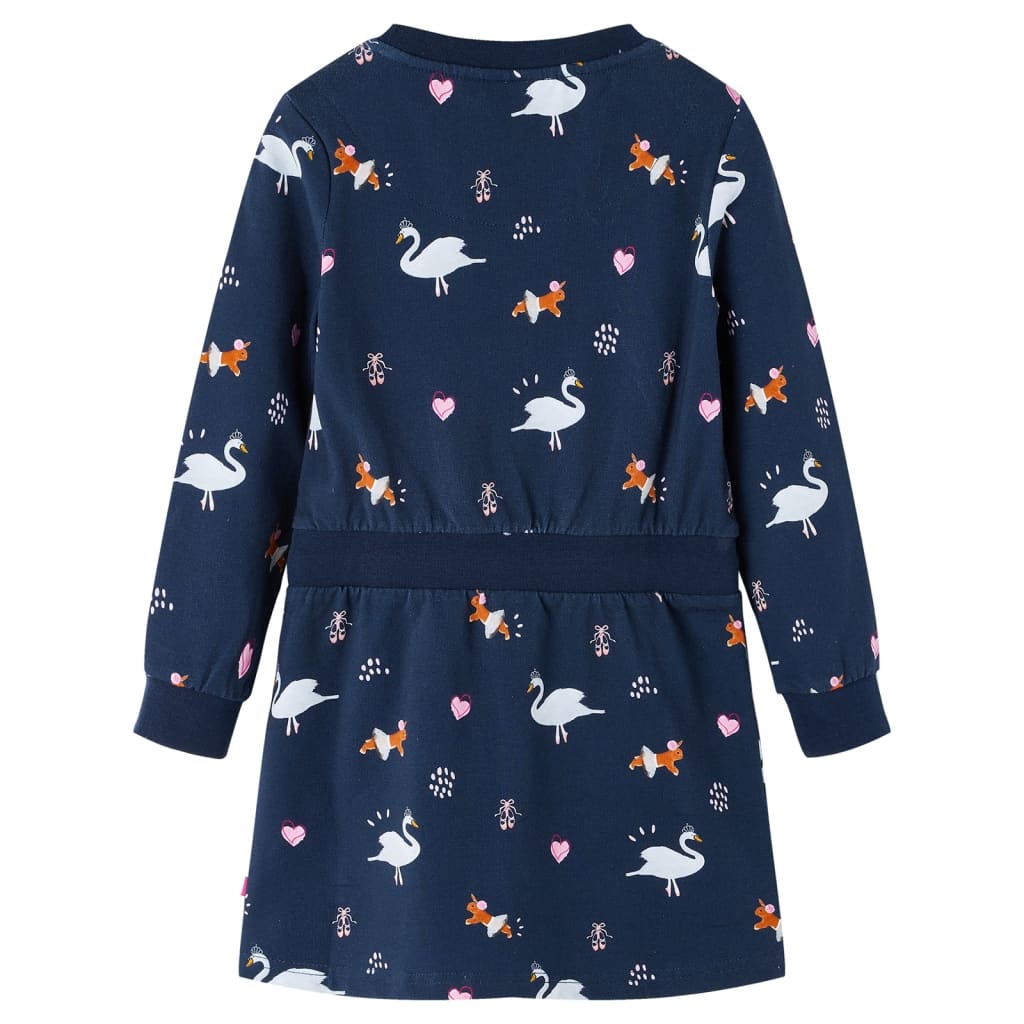 VidaXL Kinderjurk met lange mouwen 92 marineblauw