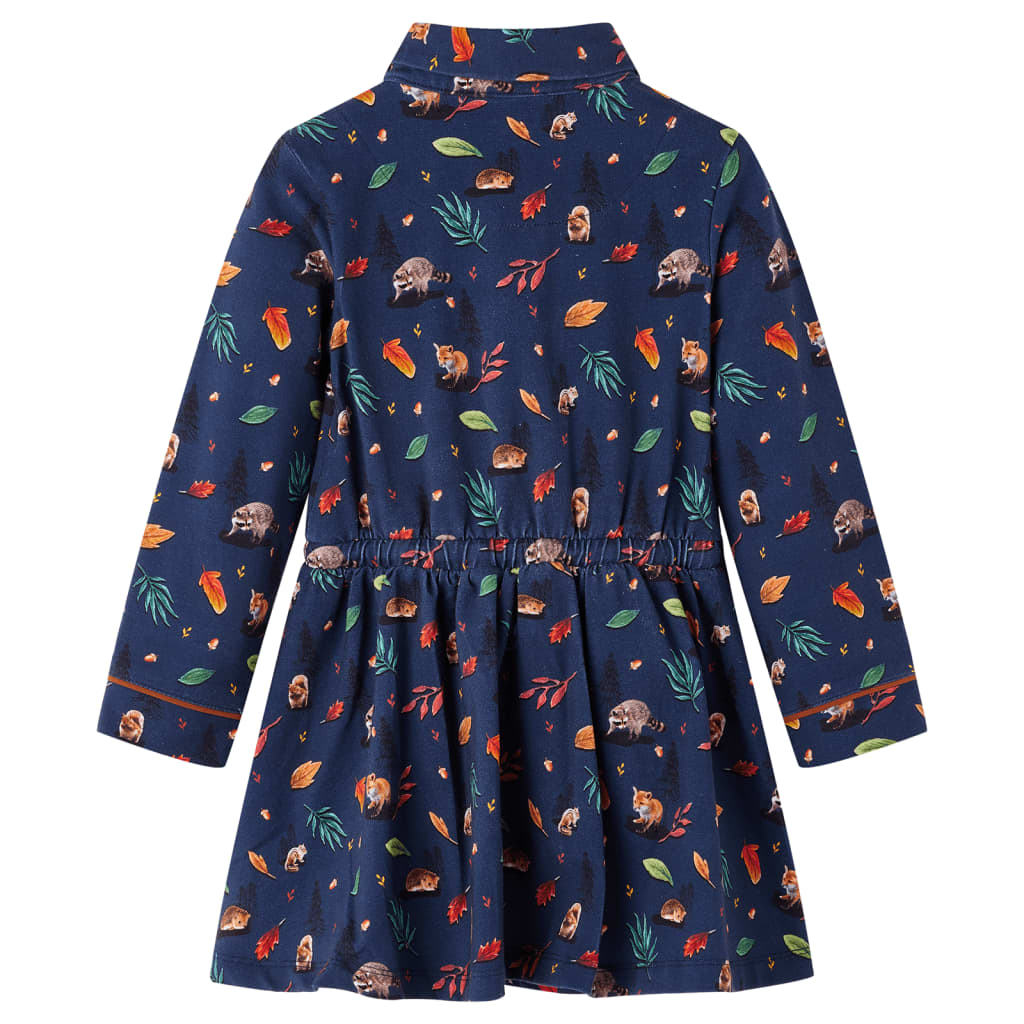 Vidaxl kinderjurk met lange mouwen 92 marineblauw