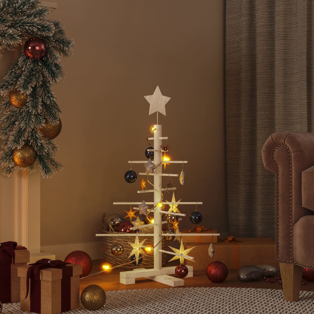 Vidaxl kerstdecoratie kerstboom 75 cm massief grenenhout