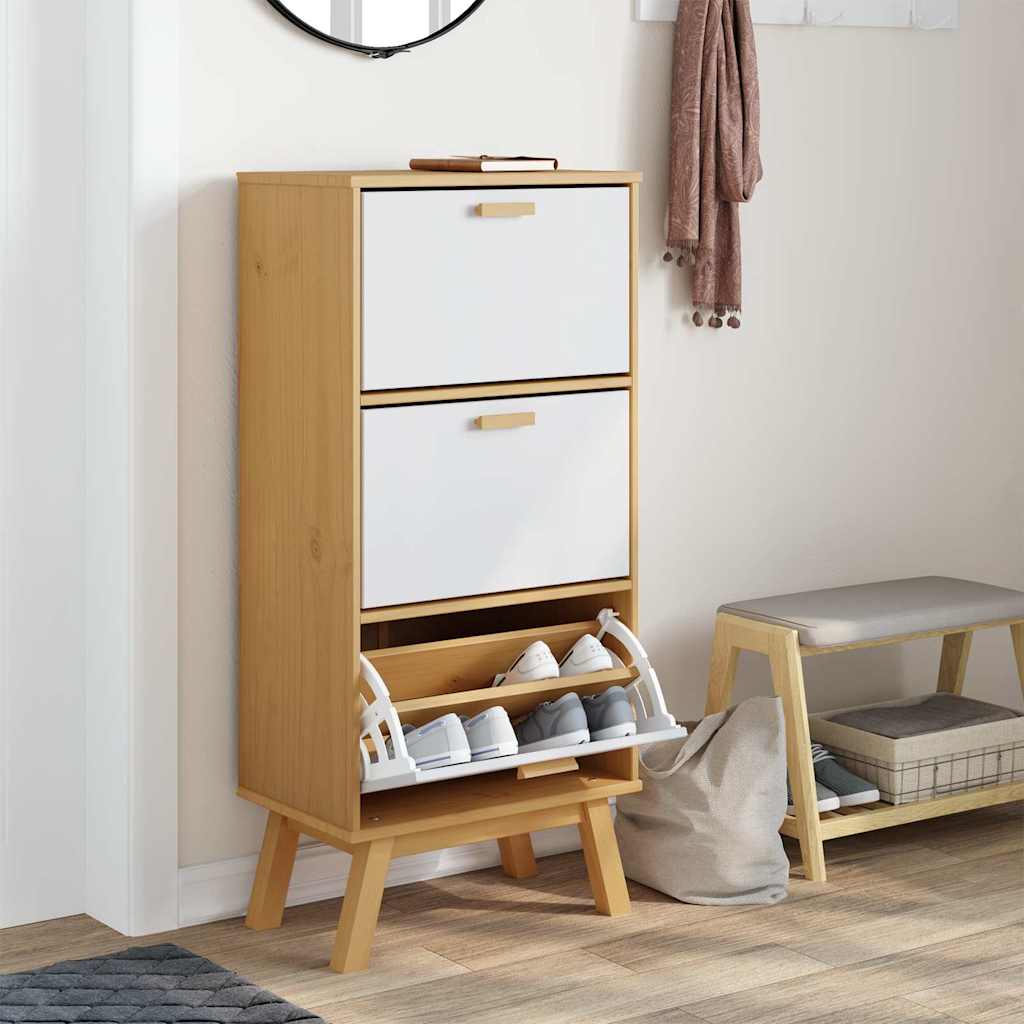 Vidaxl schoenenkast olden 55x35x120 cm groenenhout wit en bruin