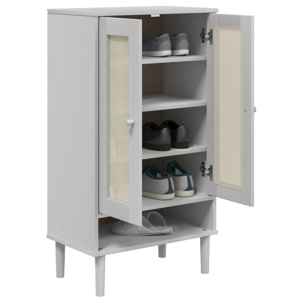 Vidaxl schoenenkast senja 59,5x35x107 cm rotan look groenenhout wit