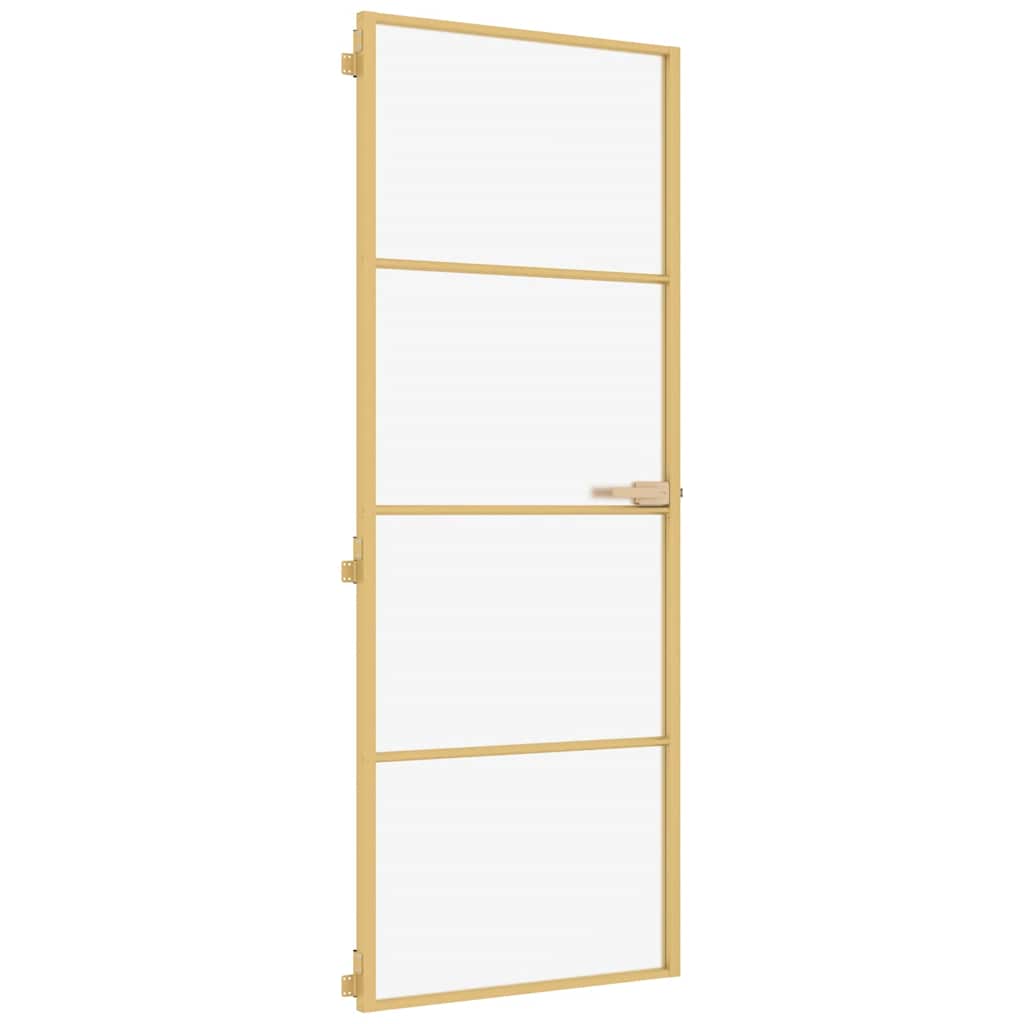 Vidaxl binnendeur klein 76x201,5 cm gehard glas en aluminium goudkleur