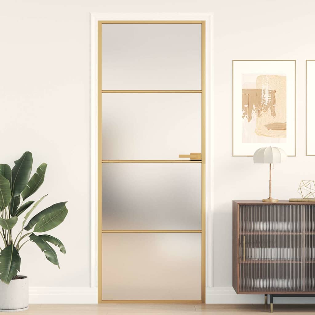 Vidaxl binnendeur klein 76x201,5 cm gehard glas en aluminium goudkleur