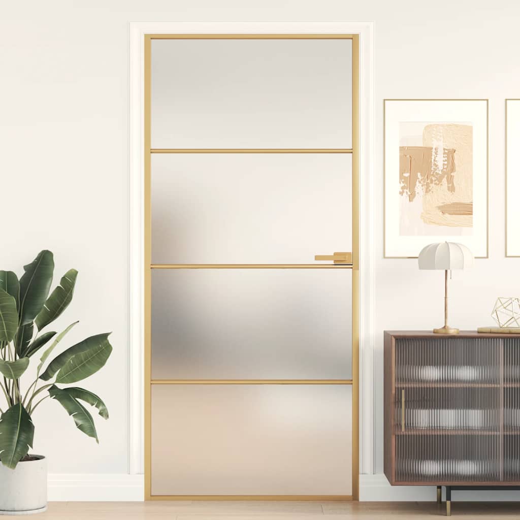 Vidaxl binnendeur klein 93x201,5 cm gehard glas en aluminium goudkleur
