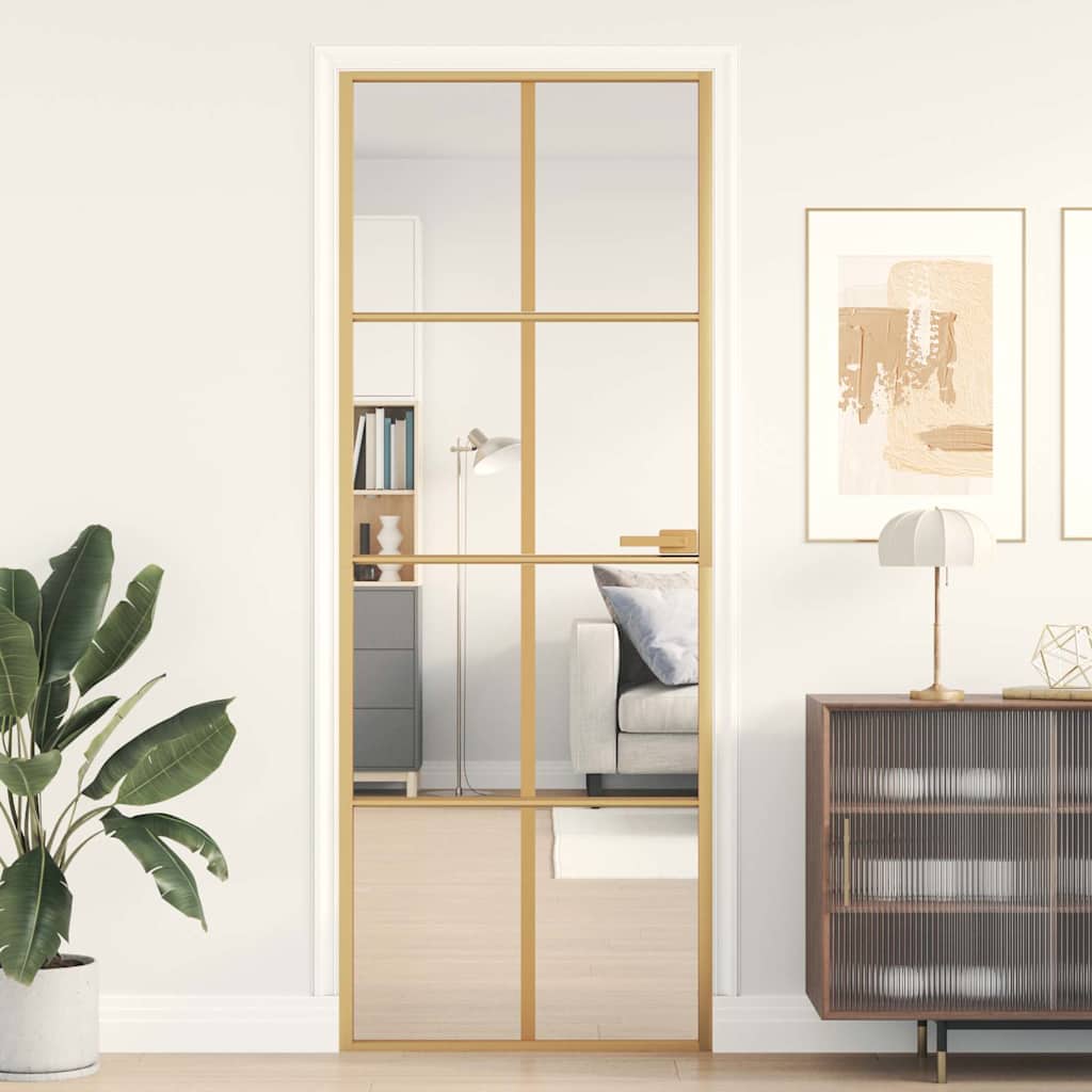 Vidaxl binnendeur klein 76x201,5 cm gehard glas en aluminium goudkleur