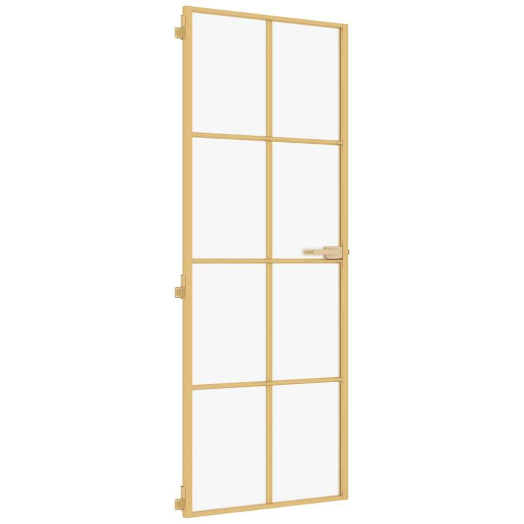 VidaXL Binnendeur klein 76x201,5 cm gehard glas en aluminium goudkleur