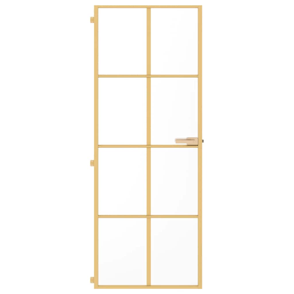 VidaXL Binnendeur klein 76x201,5 cm gehard glas en aluminium goudkleur