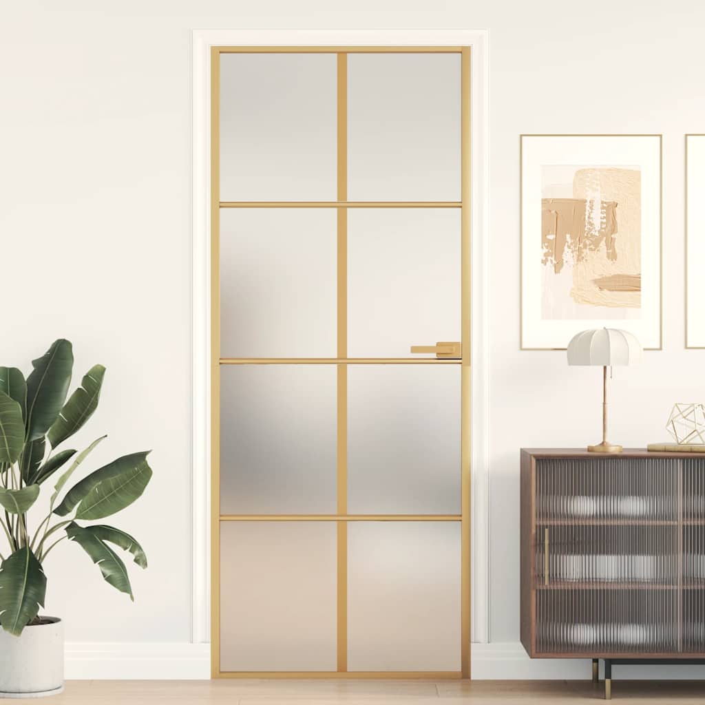 Vidaxl binnendeur klein 83x201,5 cm gehard glas en aluminium goudkleur