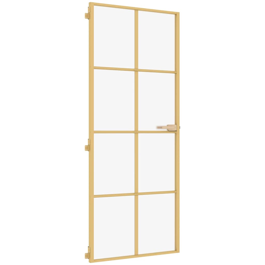 Vidaxl binnendeur smal 93x201,5 cm gehard glas en aluminium goudkleur
