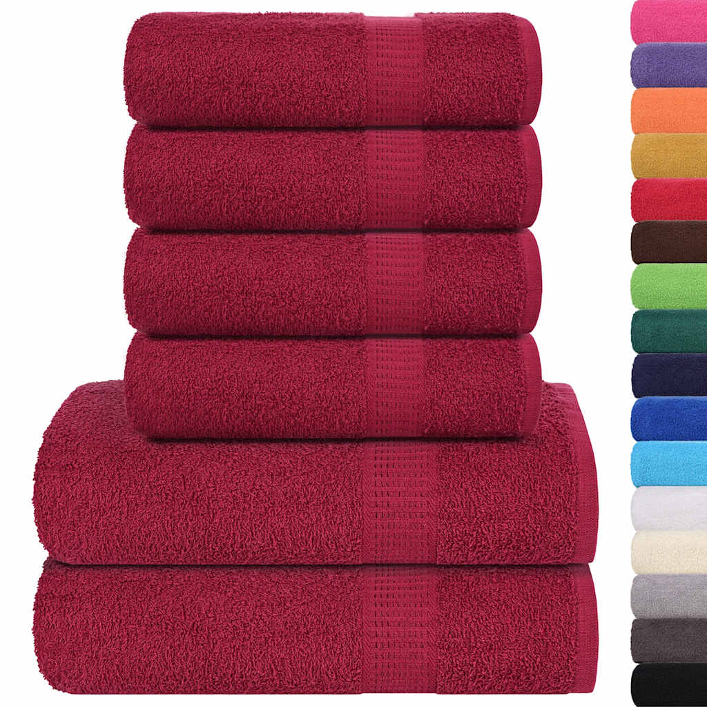 Vidaxl 6-delige handdoekenset frogn 360 g m² bordeaux