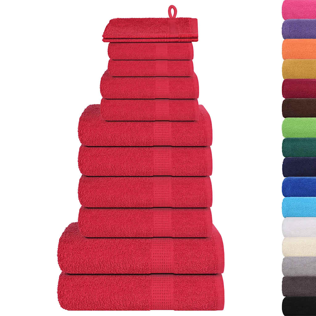 Vidaxl 12-delige handdoekenset 360 g m² 100% katoen rood