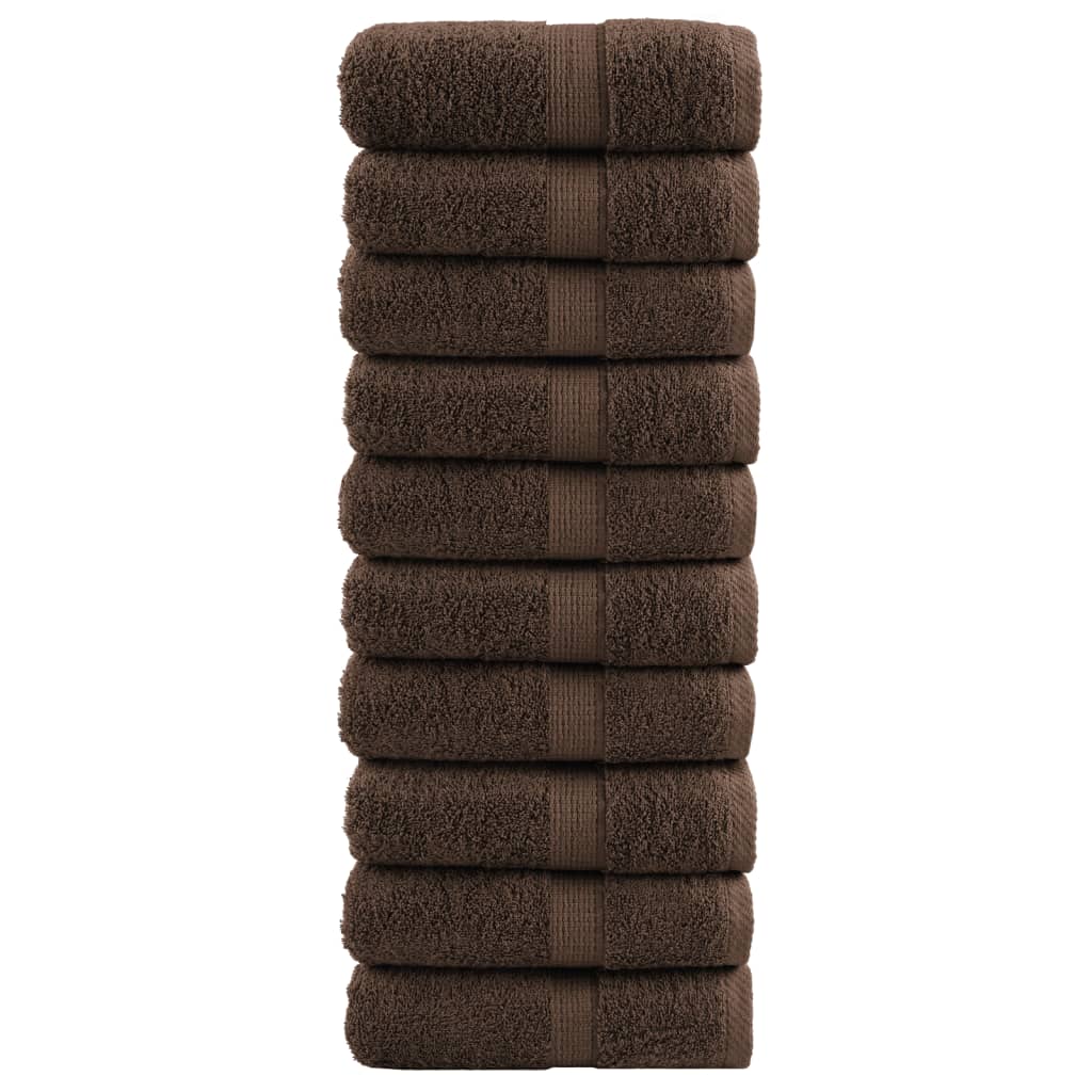 Vidaxl premium washandjes solund 10 stuks bruin 30x30 cm 600 g m²