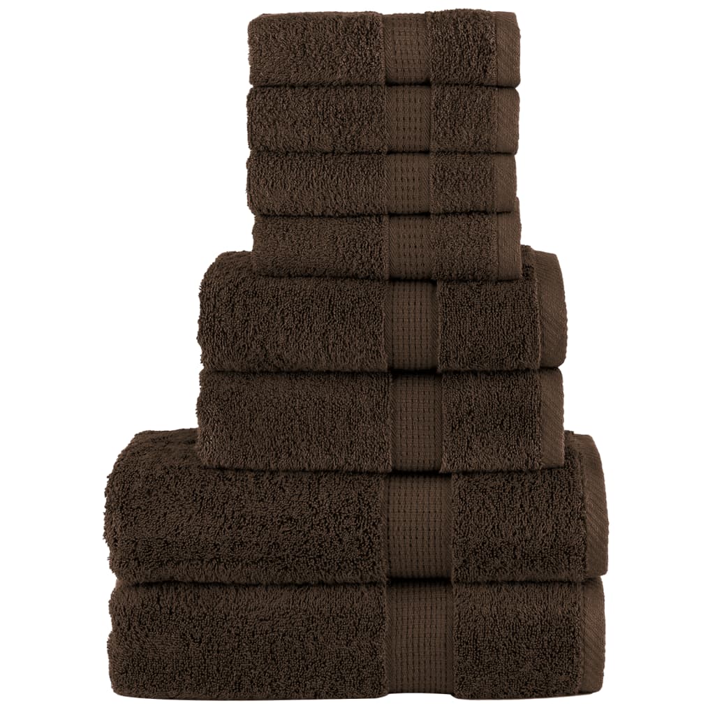 Vidaxl 8-delige handdoekenset solund 600 g m² bruin